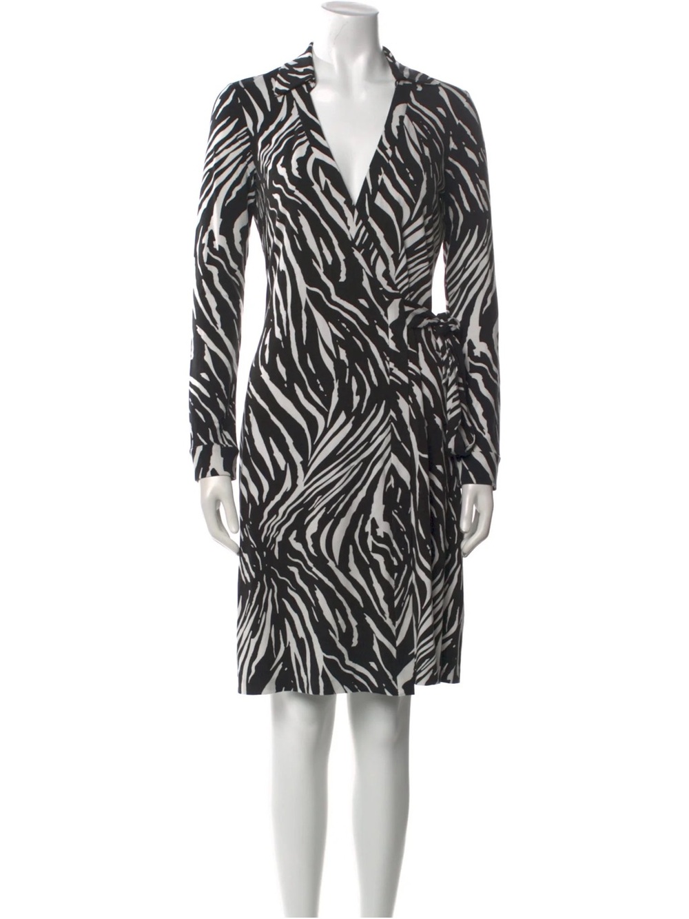 Diane Von Furstenberg Black and White Zebra Print Wrap Dress